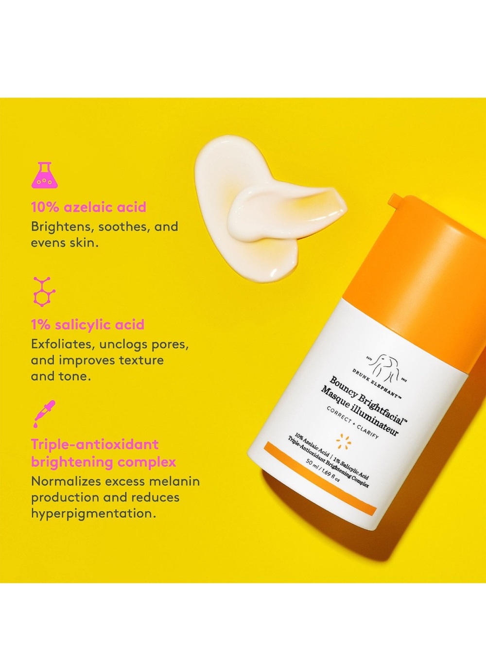 Drunk Elephant Bouncy Brightfacial Masque  with Azelaic and Salicylic Acid - Picture 5 of 6